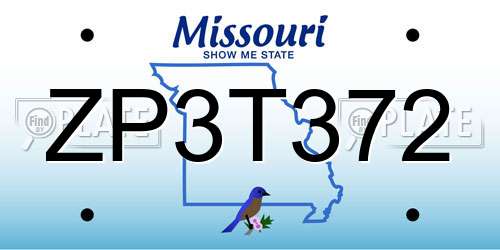 ZP3T372 Missouri License Plate
