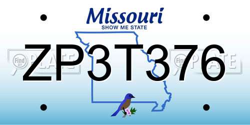 ZP3T376 Missouri License Plate