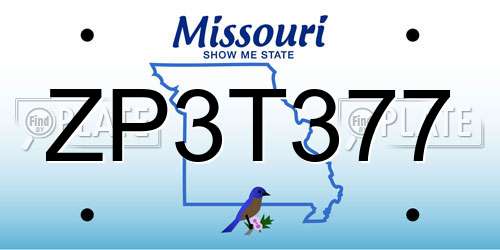 ZP3T377 Missouri License Plate