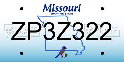 ZP3Z322 Missouri License Plate