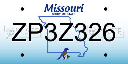ZP3Z326 Missouri License Plate