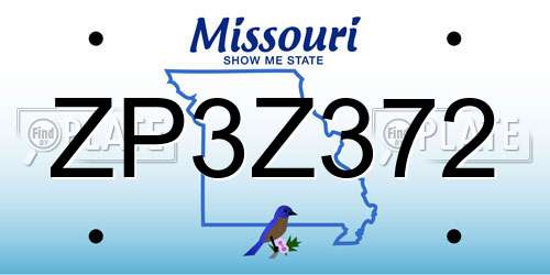 ZP3Z372 Missouri License Plate