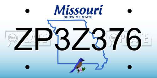 ZP3Z376 Missouri License Plate
