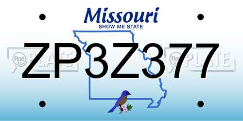ZP3Z377 Missouri License Plate