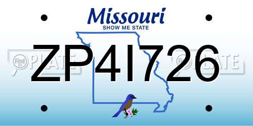 ZP4I726 Missouri License Plate