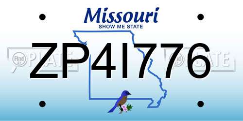 ZP4I776 Missouri License Plate