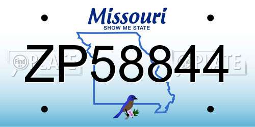 ZP58844 Missouri License Plate