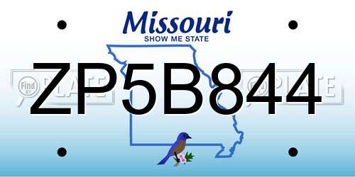 ZP5B844 Missouri License Plate