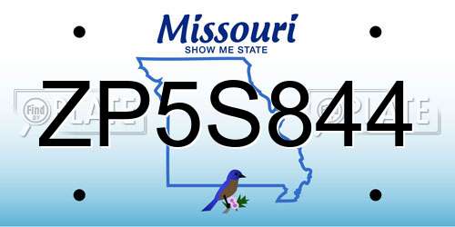 ZP5S844 Missouri License Plate