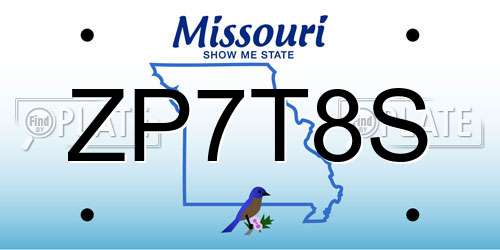 ZP7T8S Missouri License Plate