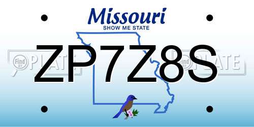 ZP7Z8S Missouri License Plate