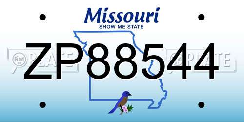 ZP88544 Missouri License Plate