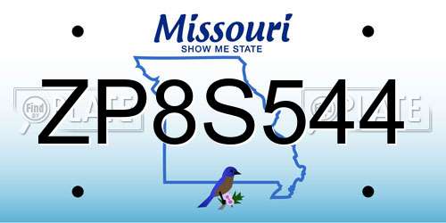 ZP8S544 Missouri License Plate