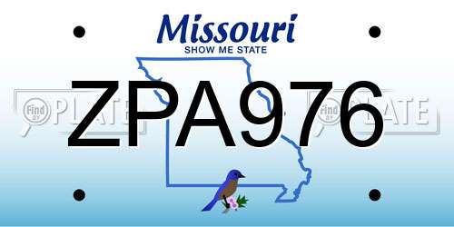 ZPA976 Missouri License Plate