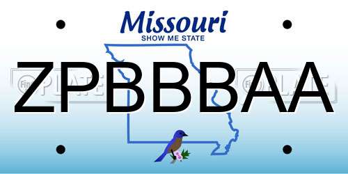 ZPBBBAA Missouri License Plate