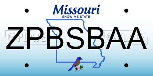 ZPBSBAA Missouri License Plate