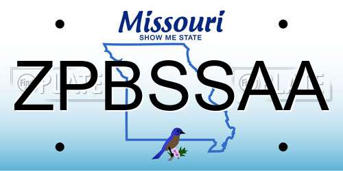 ZPBSSAA Missouri License Plate