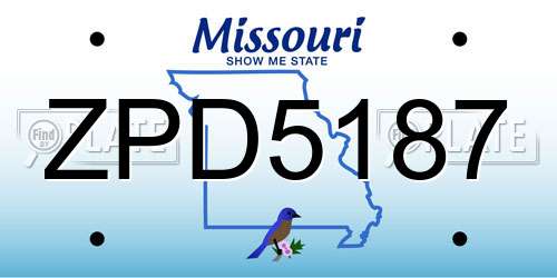 ZPD5187 Missouri License Plate