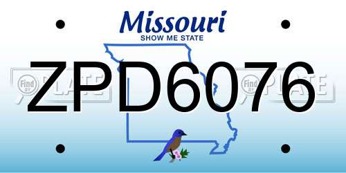 ZPD6076 Missouri License Plate