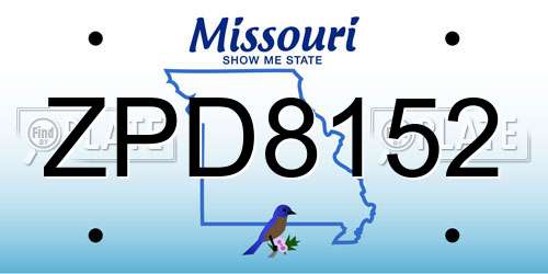 ZPD8152 Missouri License Plate