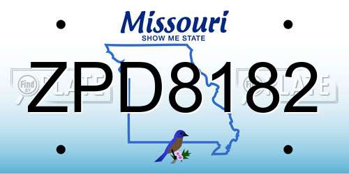 ZPD8182 Missouri License Plate