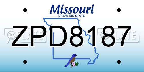 ZPD8187 Missouri License Plate