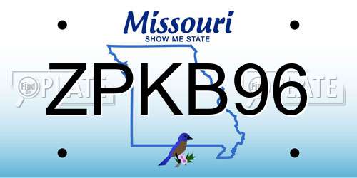ZPKB96 Missouri License Plate
