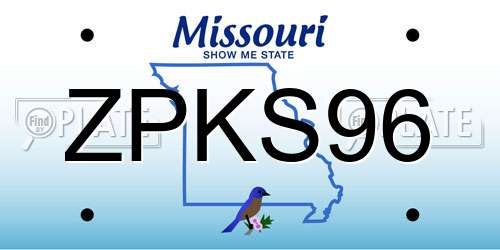 ZPKS96 Missouri License Plate