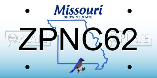 ZPNC62 Missouri License Plate