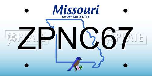 ZPNC67 Missouri License Plate