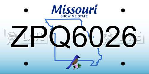 ZPQ6026 Missouri License Plate