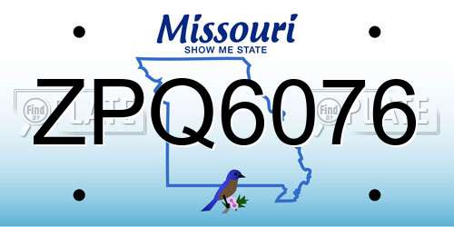 ZPQ6076 Missouri License Plate