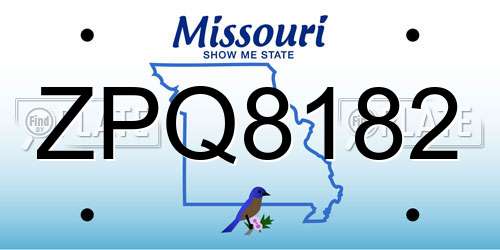 ZPQ8182 Missouri License Plate