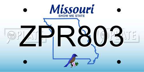 ZPR803 Missouri License Plate