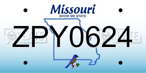 ZPY0624 Missouri License Plate