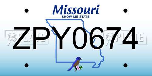 ZPY0674 Missouri License Plate