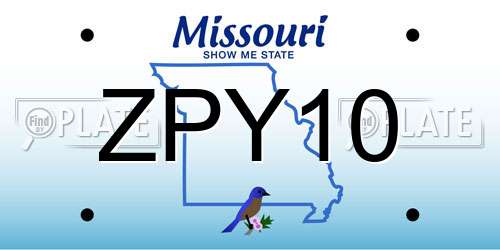 ZPY10 Missouri License Plate