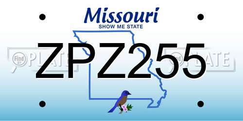 ZPZ255 Missouri License Plate