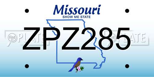 ZPZ285 Missouri License Plate
