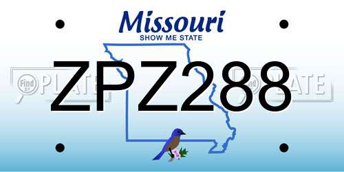 ZPZ288 Missouri License Plate