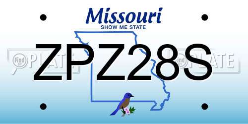 ZPZ28S Missouri License Plate