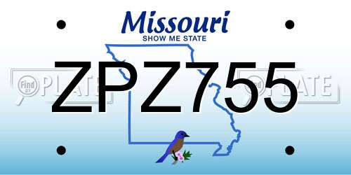 ZPZ755 Missouri License Plate