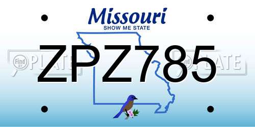 ZPZ785 Missouri License Plate