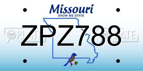 ZPZ788 Missouri License Plate