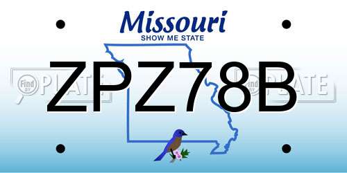 ZPZ78B Missouri License Plate