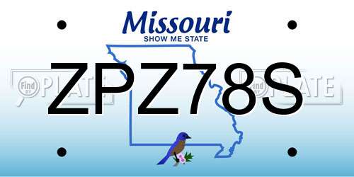 ZPZ78S Missouri License Plate