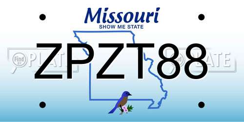 ZPZT88 Missouri License Plate