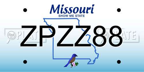 ZPZZ88 Missouri License Plate