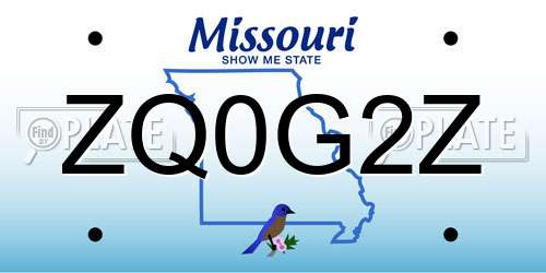 ZQ0G2Z Missouri License Plate
