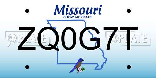 ZQ0G7T Missouri License Plate
